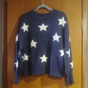 Stylish Navy Star Pattern Sweater